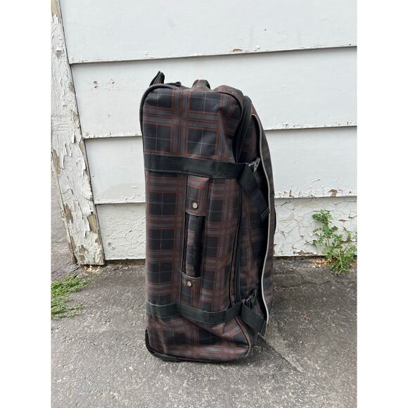 Athalon 29" Hybrid Half Luggage/Half Duffel plaid rolling suitcase traveling bag - Picture 2 of 14